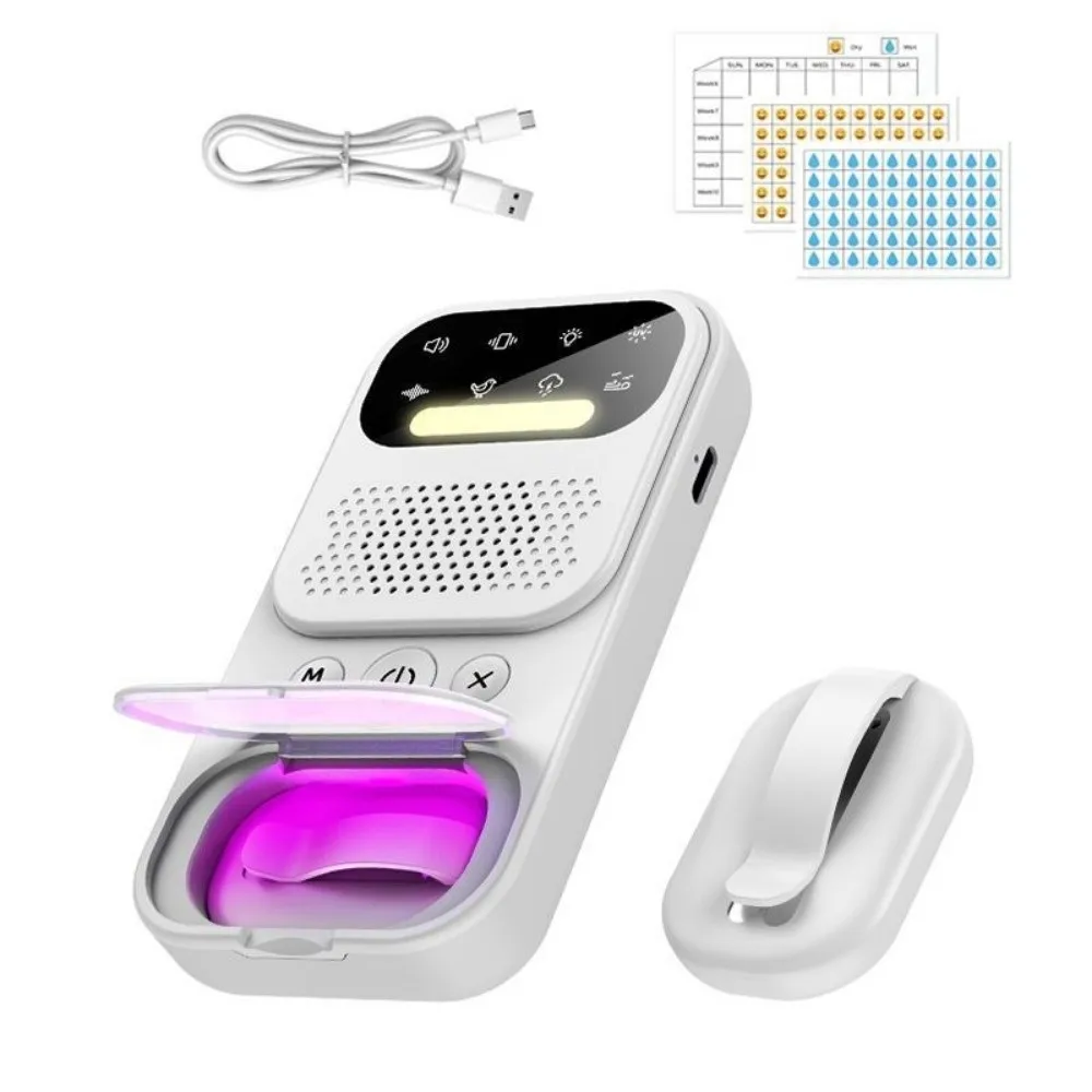 Multi Functional Bedwetting Reminder Device Wireless Sensor White Noise Bedwetting Alarm UV Mode Strong Vibration