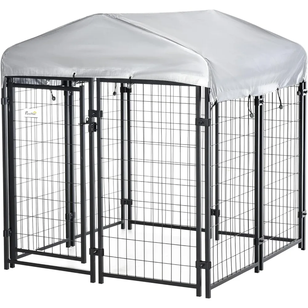 

PawHut 4' X 4' X 4.5' Dog Playpen Outdoor, Dog Kennel Dog Exercise Pen with Lockable Door, Water-Resistant Canopy