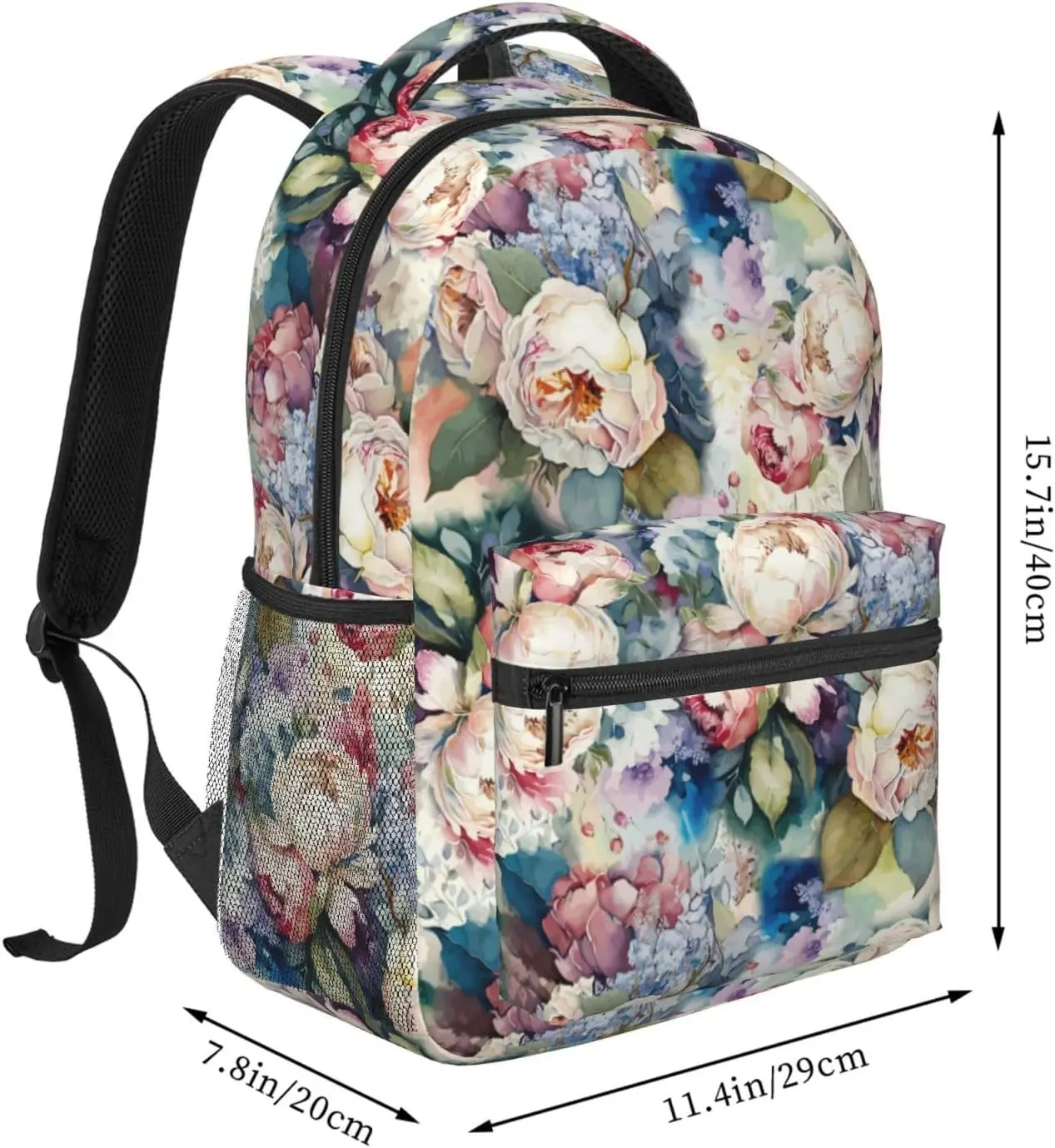 Colorful Abstract Flowers Bouquet Lightweight Laptop Backpack for Women Men College Bookbag Casual Daypack Travel Bag