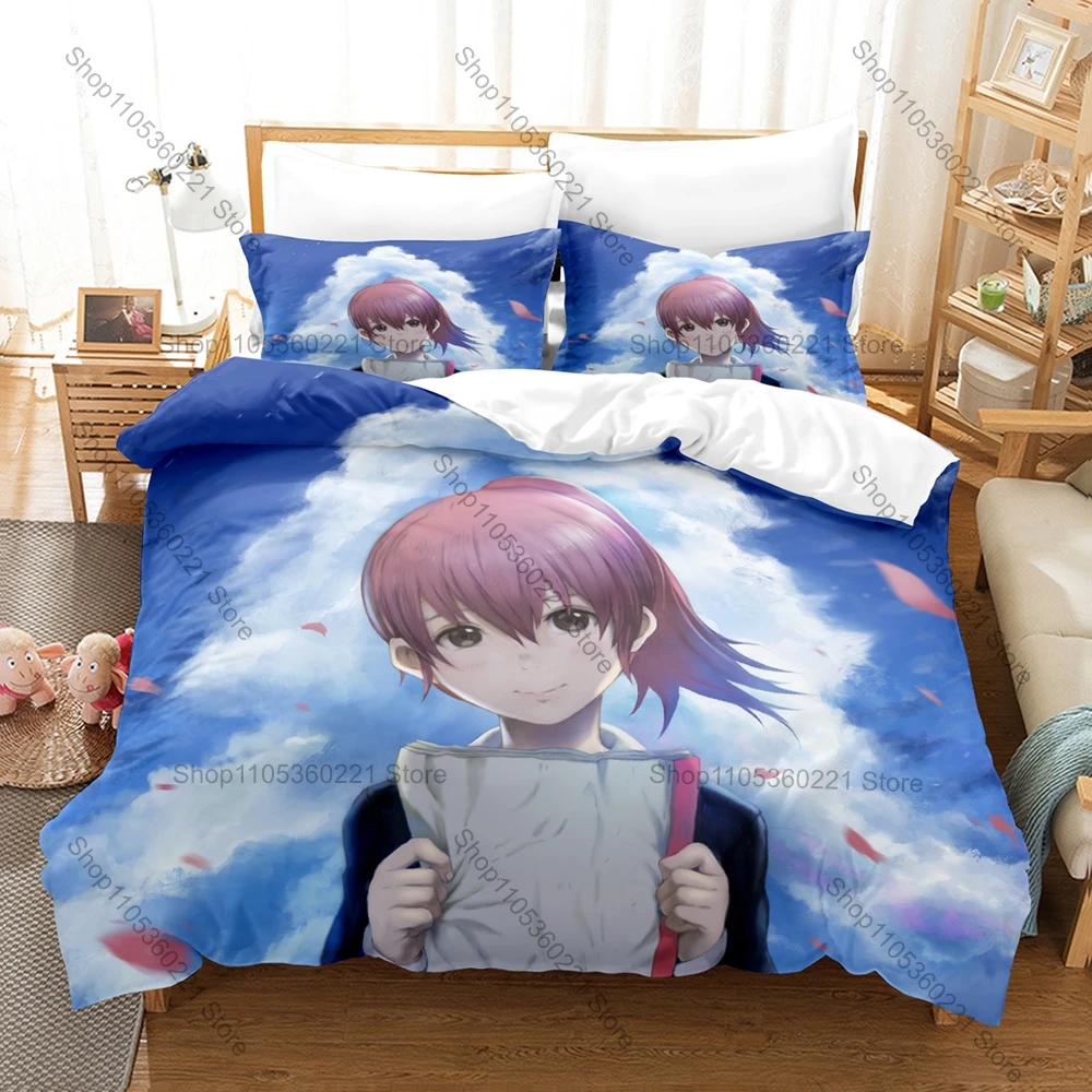 Cool Koe No Katachi Pastel Cherry Blossom Calm Healing Slice of Life Emotional Anime Aesthetic Bedding Set Duvet Cover 2 Pillowc