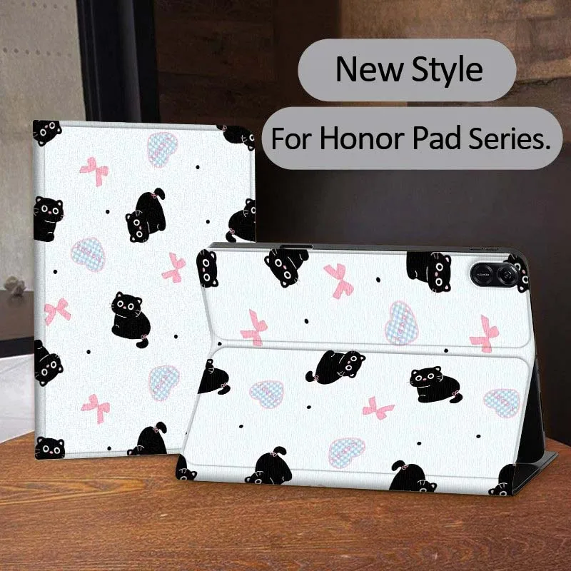 

Creative Black Cat Pattern For Honor Tab Tablet MagicPad 3 6 7 X8 V7 V8 8 9 X9 X8a X9a 10 Pro Inch 2020 2021 Tablet Case