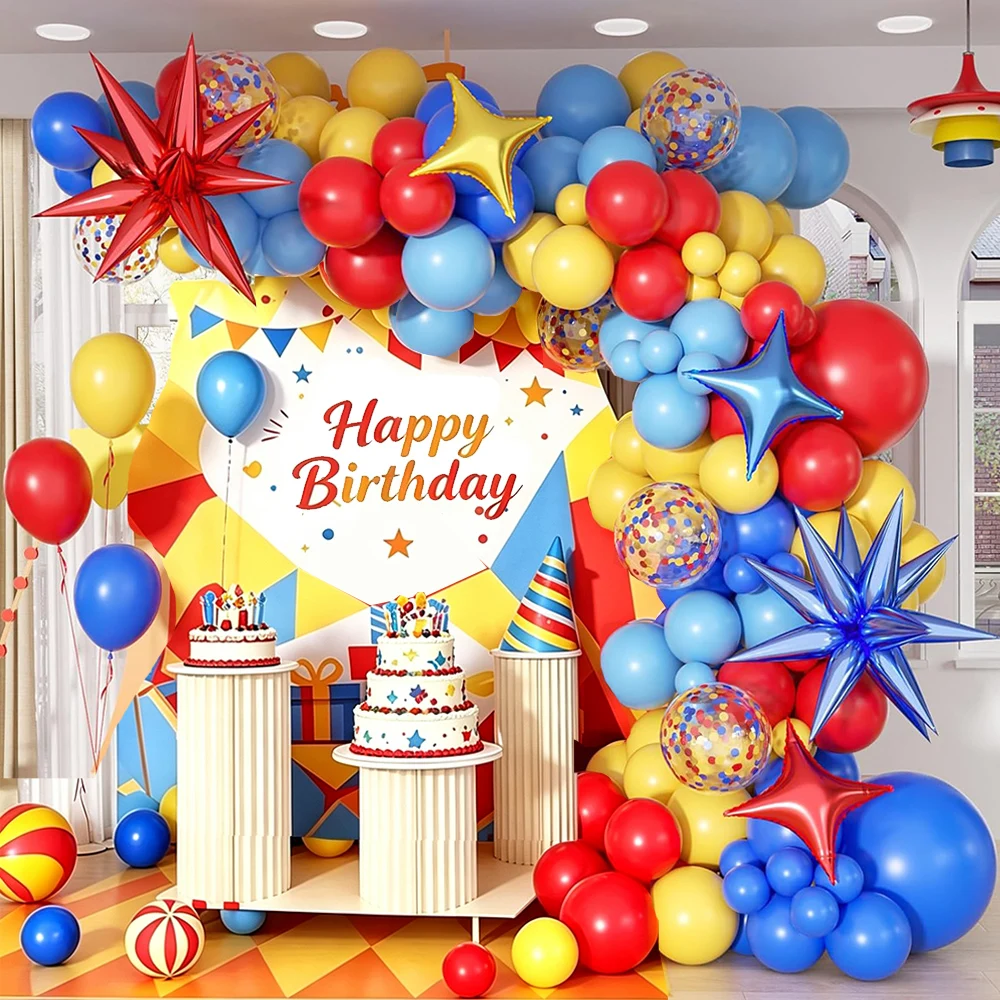 Balloon Arch Kit - Blue Red Yellow Rainbow Balloons Garland