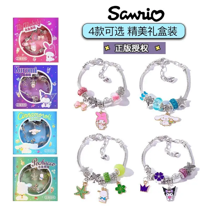 

New Kawaii Sanrio Children's Beaded Jewelry Kuromi MY MELODY Cinnamoroll Anime Cartoon Cute Y2k Bracelet for Girls Gifts Toys