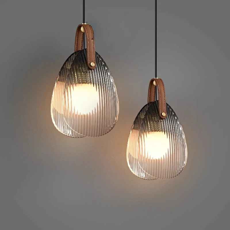 Italy Design Personalized Leather Belt Wall Lamp Modern Stripe Glass LED Light Bedroom Bedside Living Room Restaurant Chandelier