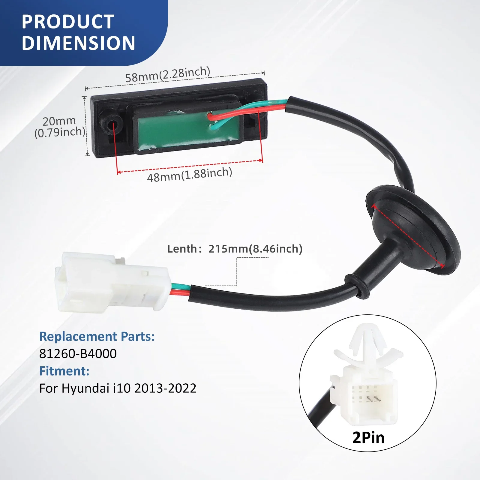 For Hyundai I10 2013-2021 81260-B4000 Black Rear Tailgate Trunk Rear Door Button Switch Tailgate Lid Rear Door Switch Opener