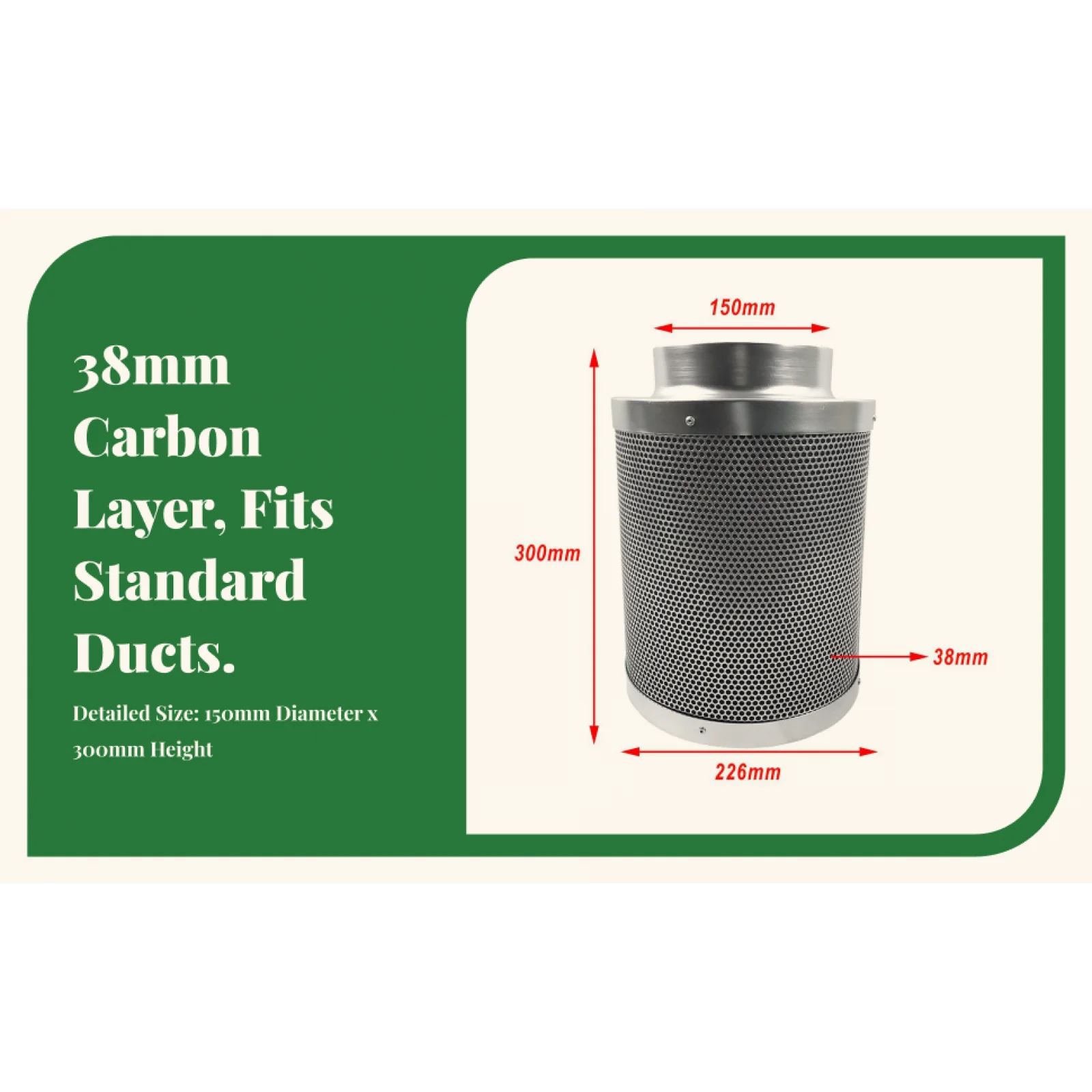 

6 Inch Inline Fan with Activated Carbon Filter Air Ventilation System for Grow Tent Odor Control and Kitchens