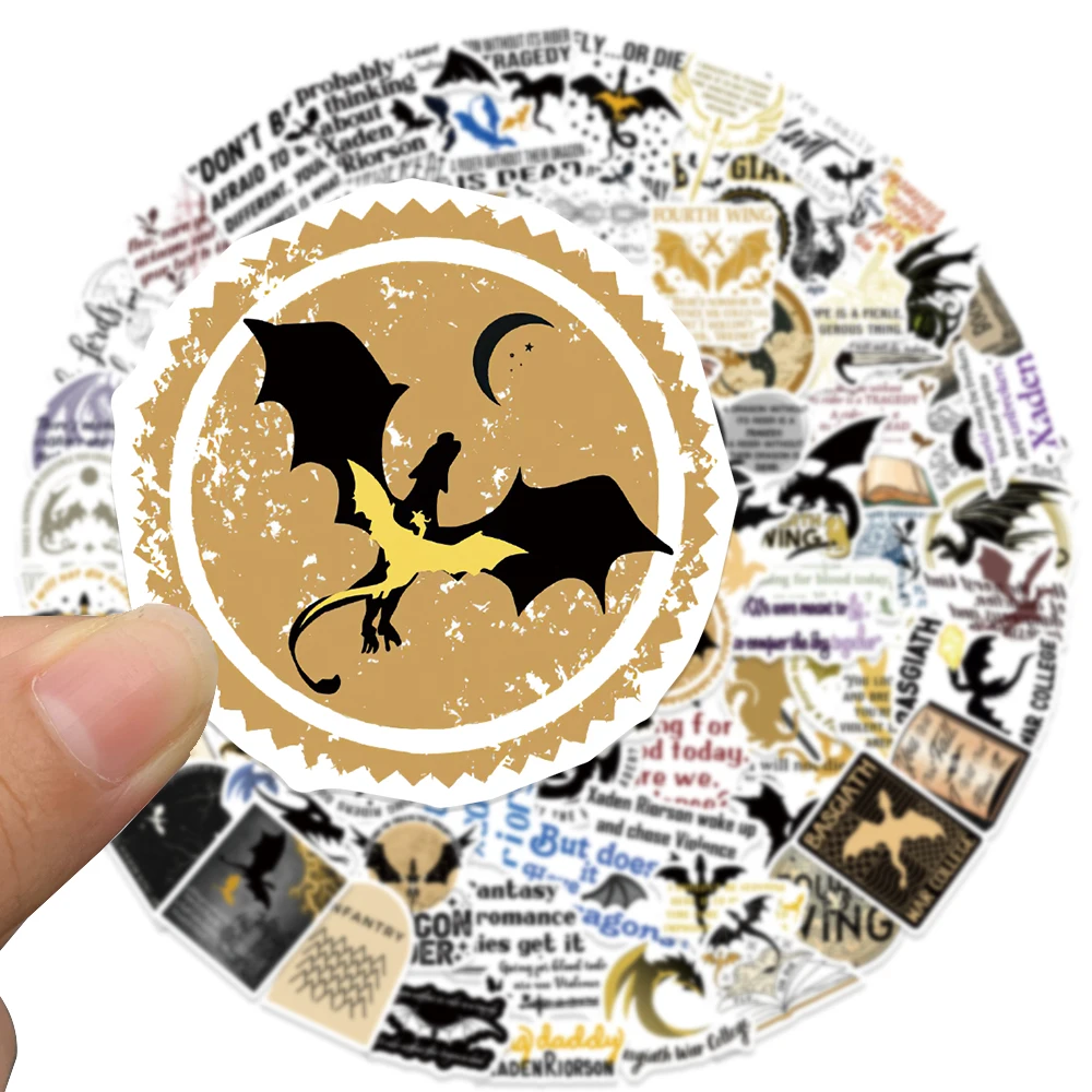 50/100pcs Fourth Wing Stickers Waterproof Decals for Water Bottle Laptop Skateboard Luggage Computer Sticker for Dragon Lover