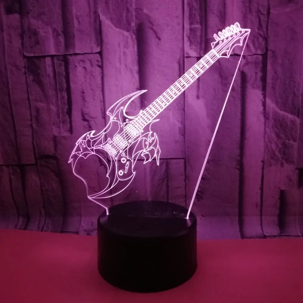 

New Guitar 3d Lamp Colorful Touch Controlled Remote Led Visual Gift 3d Table Lamps Remote Touch Switch Desk Lamp