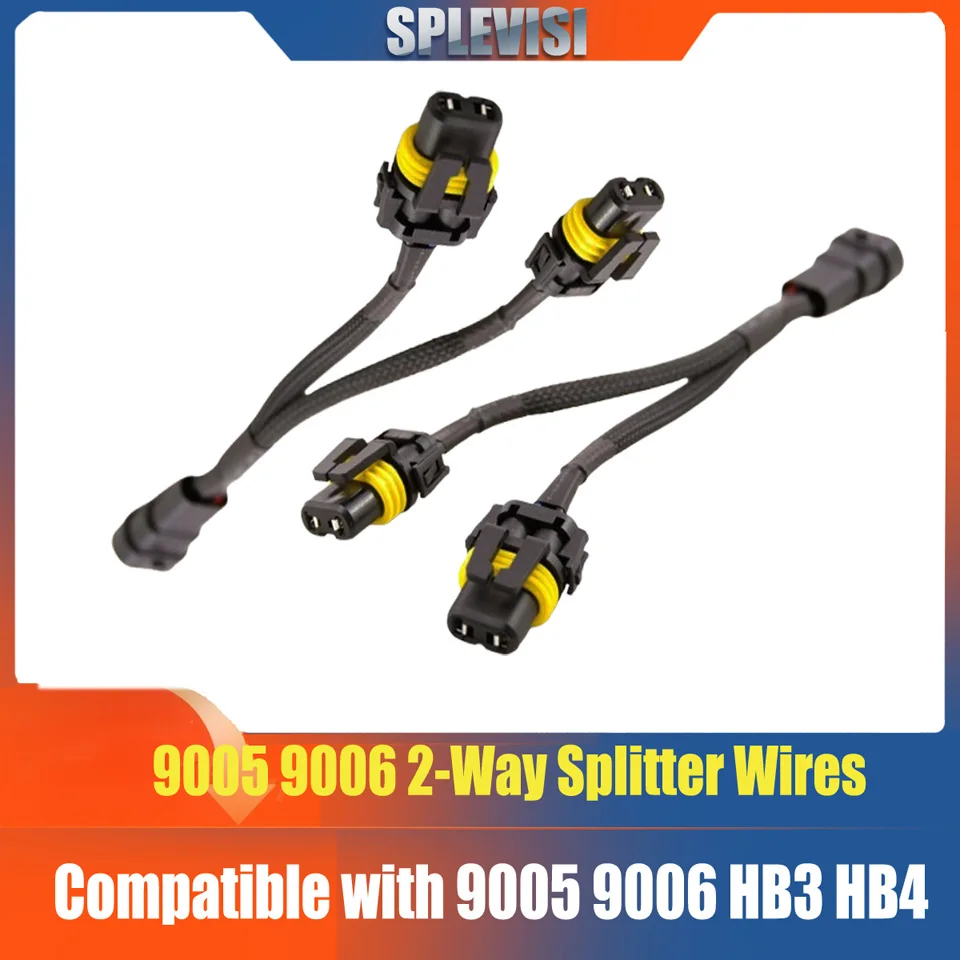 Splitter Retrofit Wire 9005 HB3 9006 HB4 Harness Headlamp Head Light High Low Beam Female Pigtail Socket