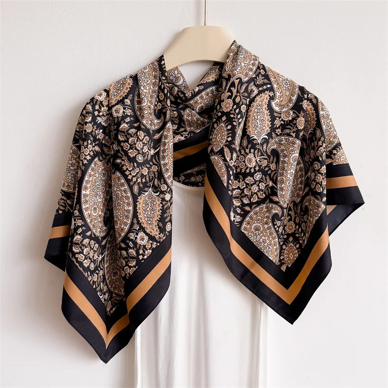 

Luxury Paisley Silk Scarf Women 90cm Square Neck Tie Wrist Shawls Ladies Foulard Scarves Pashmina Female Hijab Bandana Bufanda