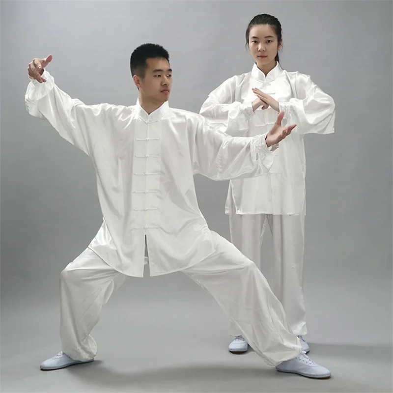 

Chinese Traditional Clothing Set Man Woman Tai Chi Kung Fu Uniforms 12Colors Wushu Top Pants Training Performance Costumes