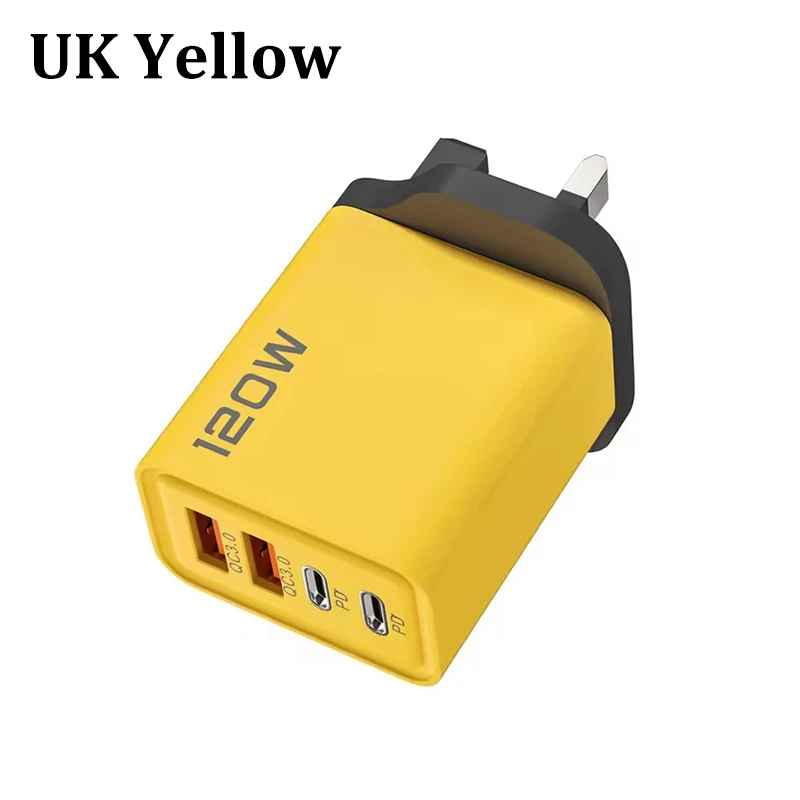 4-poorts 120W oplader met snelladen 3.0 USB-C PD Type-C USB telefoonopladers snellaadadapter voor iPhone Samsung Xiaomi Huawei