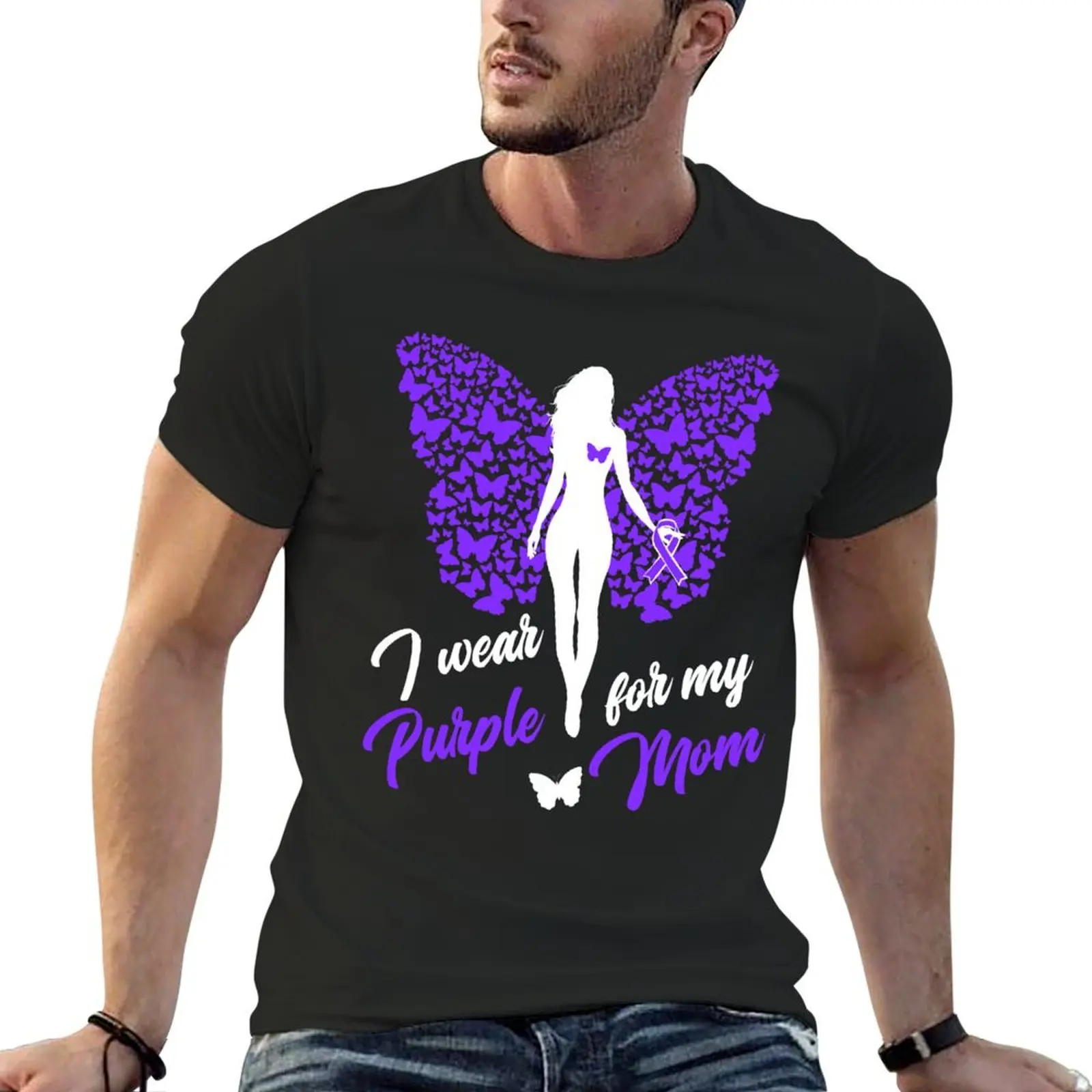 I Wear Purple For My Mom Support Awareness T-Shirt essential t shirt basketball graphic tees blue archive tee shirts for men