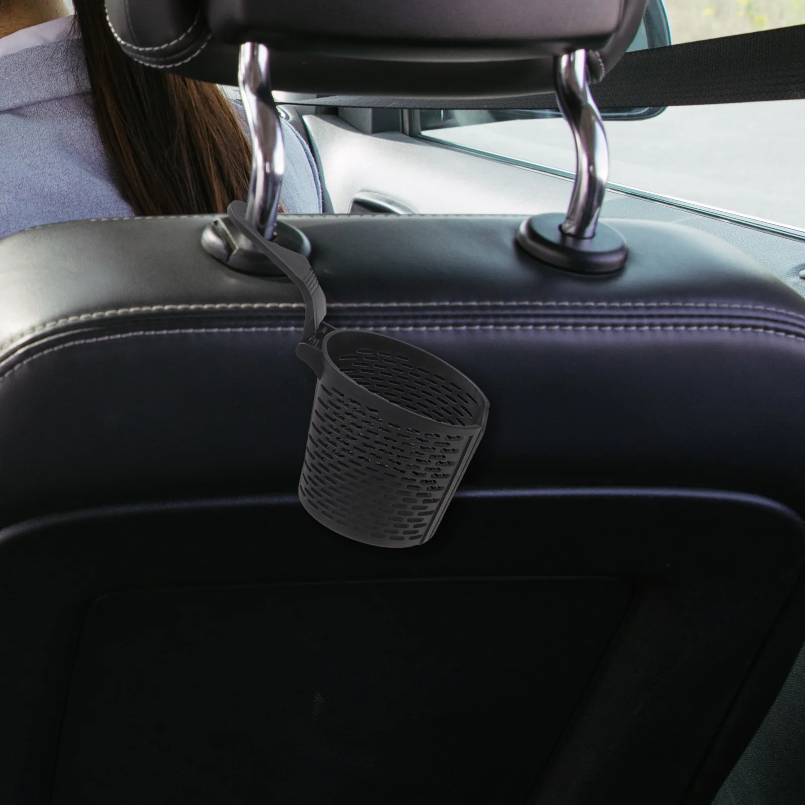 

2Pcs Car Black Plastic Front Seat Organizer Headrest Drink Bottle Car Hanging Cup Holder Water Cup Organizing