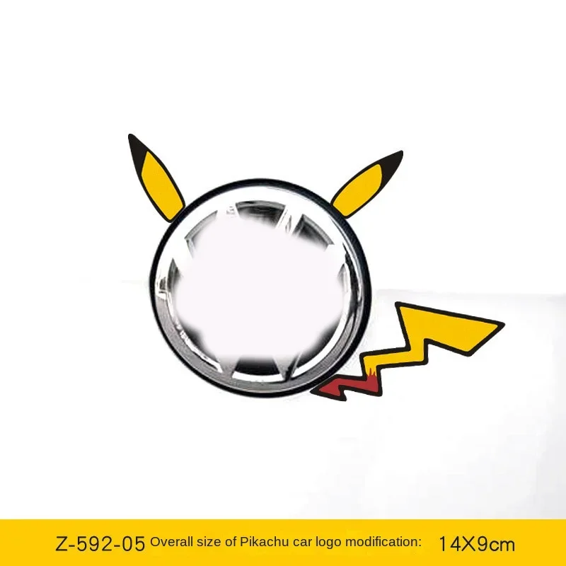 Pokemon Pikachu Car Logo Body Stickers Cartoon Anime Personality Decorative Car Standard Car Cover Scratch Stickers Cute Ears