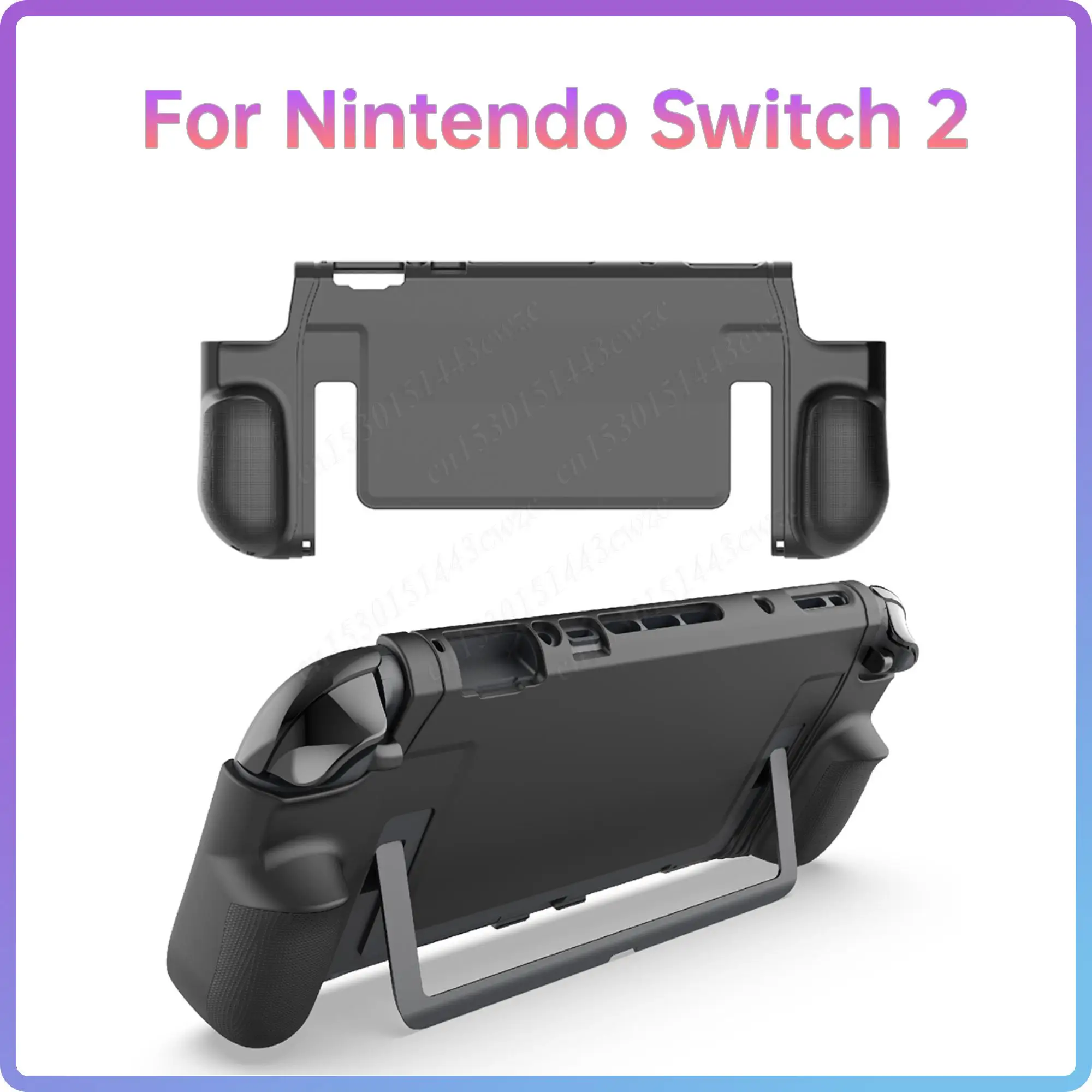 

For Switch 2 Grip Shell Cover w/5 Game Card Slots Ergonomic Grips Holder for Switch2 Anti Slip Handle Protective Case with Stand