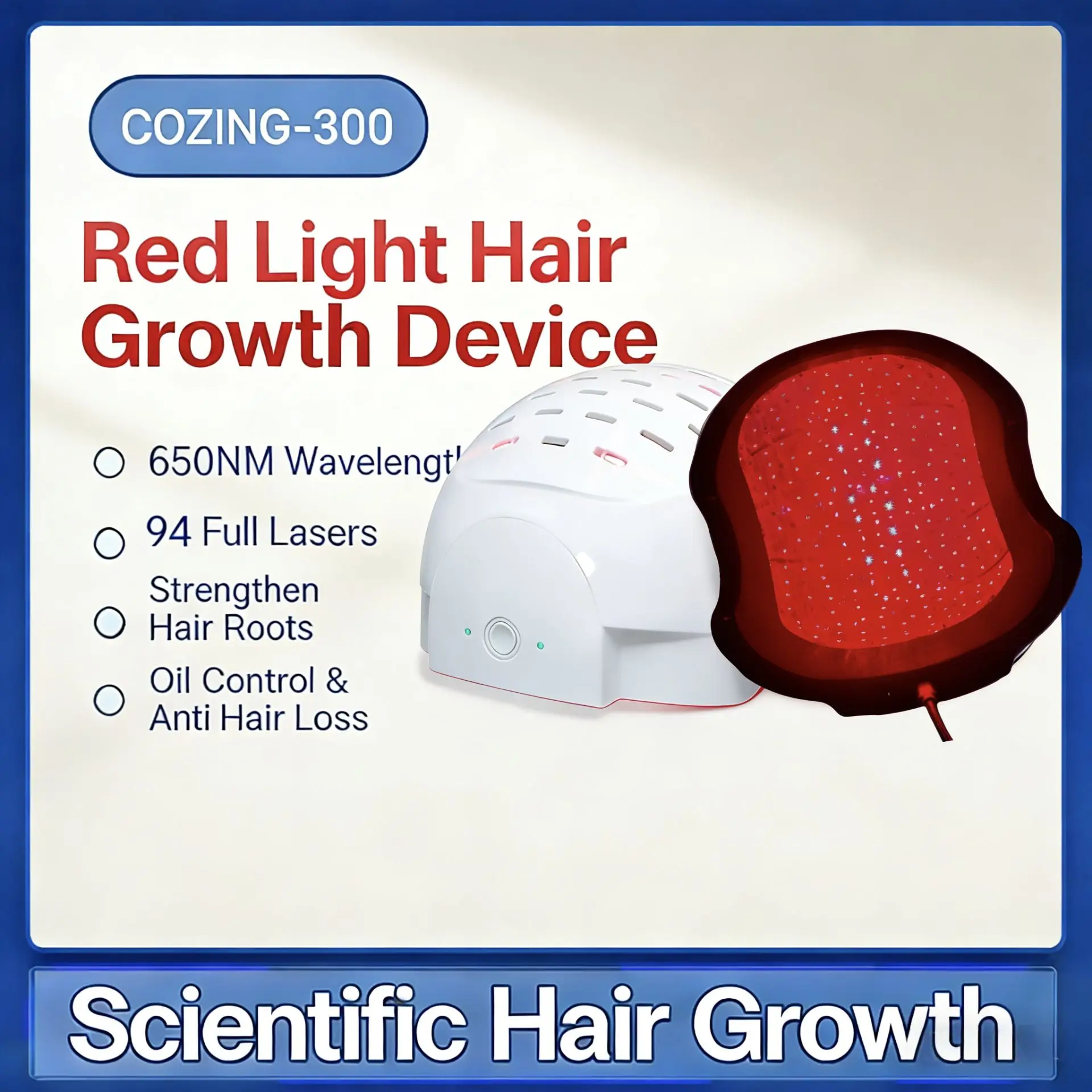 

Hands-Free Red Light Therapy Hair Cap-650nm LLLT Laser Treatment for Hair Growth , Lightweight Hat for Home Use-for Women & Men