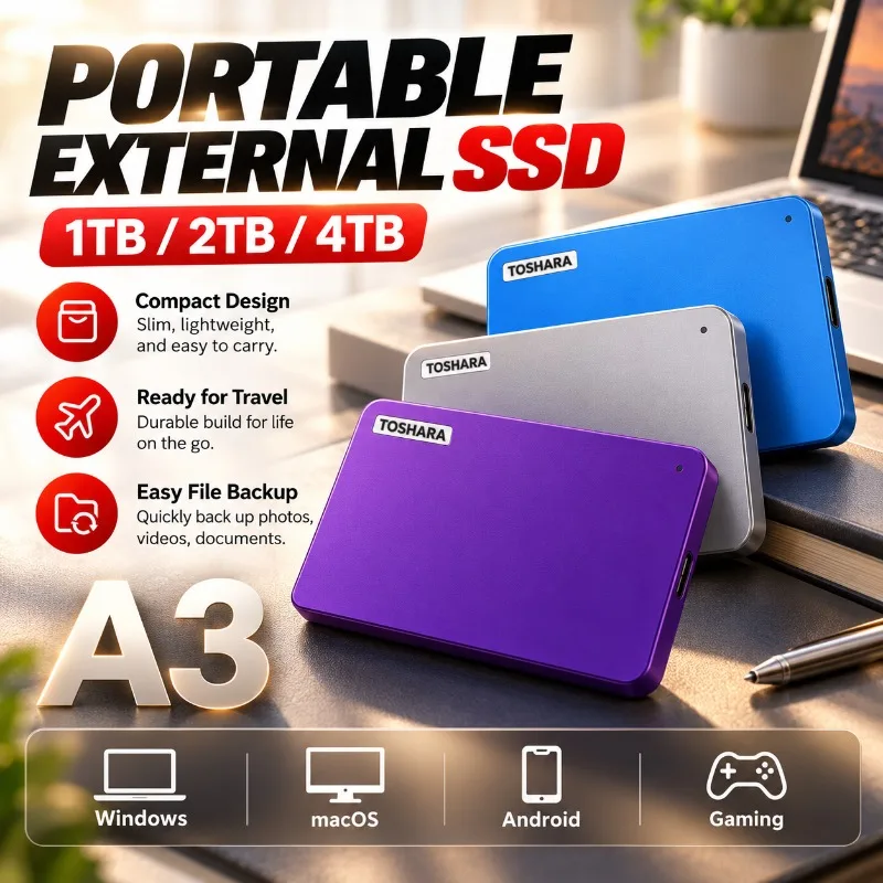 New A3 Hard Drive Canvio Ready USB 3.0 Portable External 2.5 Inch 1TB/2TB/4TB Compatible with Toshiba Laptop Mac Android Hot PC.