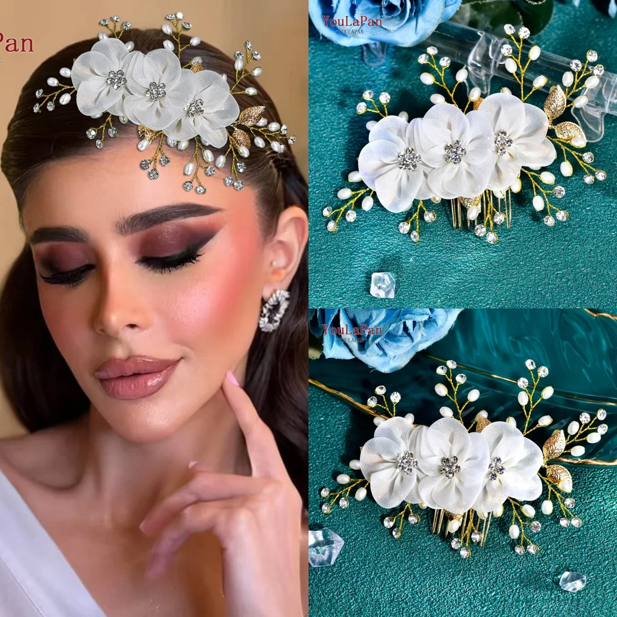 

YouLaPan Handmade Wedding Hair Accessories Rhinestone Pearl Elegant Hair Comb Bride Headdress Bridesmaid Fashion Headwear HP855
