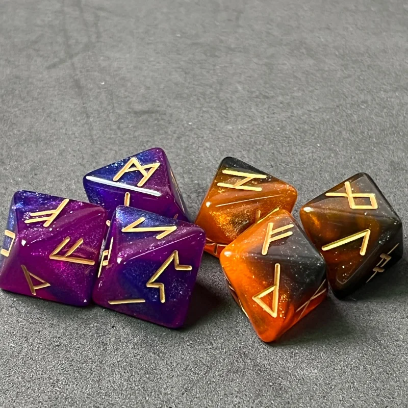 3Pcs/set Rune Dice 8-sided Colored Polyhedral Dice Constellation Mysterious Erudite Luck Dice for Party Playing Cards Board Game