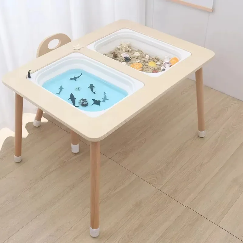 Children's playroom furniture Wooden baby toys Storage table Children's games Sand water sensory table