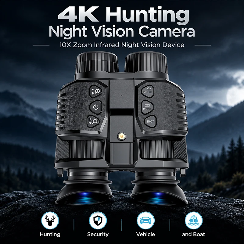 Hunting Infrared Night Vision Device 10X Zoom Binoculars for Security Vehicle Boat 100-150m