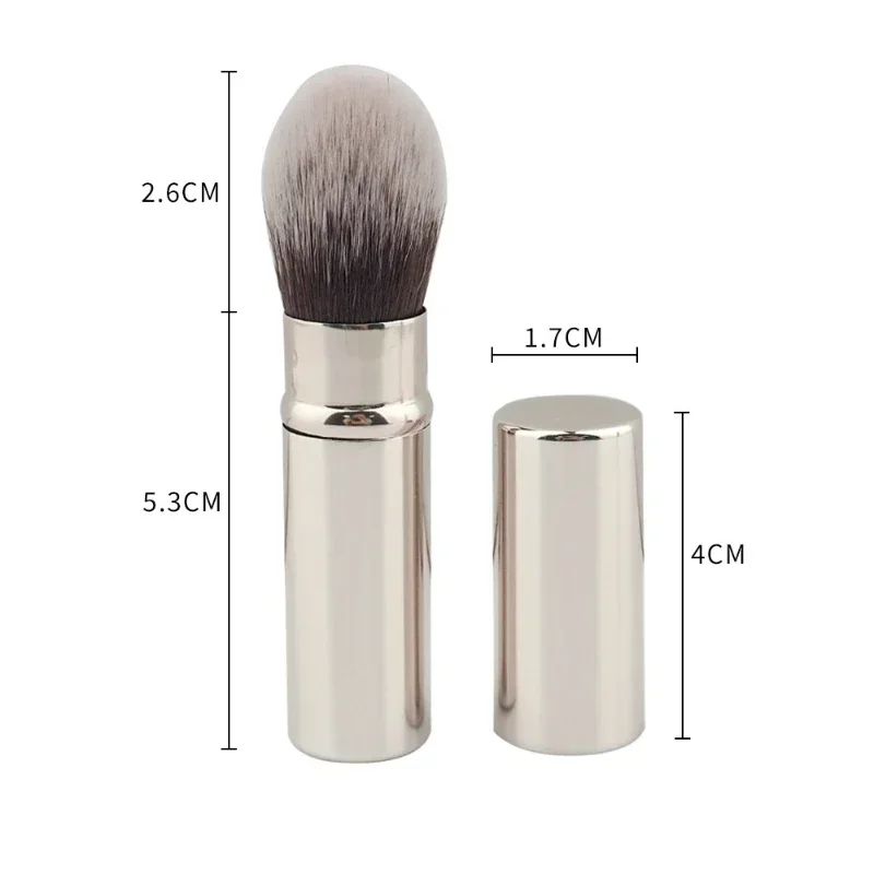 Sdotter 1pcs Small Retractable Cosmetic Brush Mini Portable Face Powder Powder Blusher Highlight Brush Fiber Hair Metal Handle B