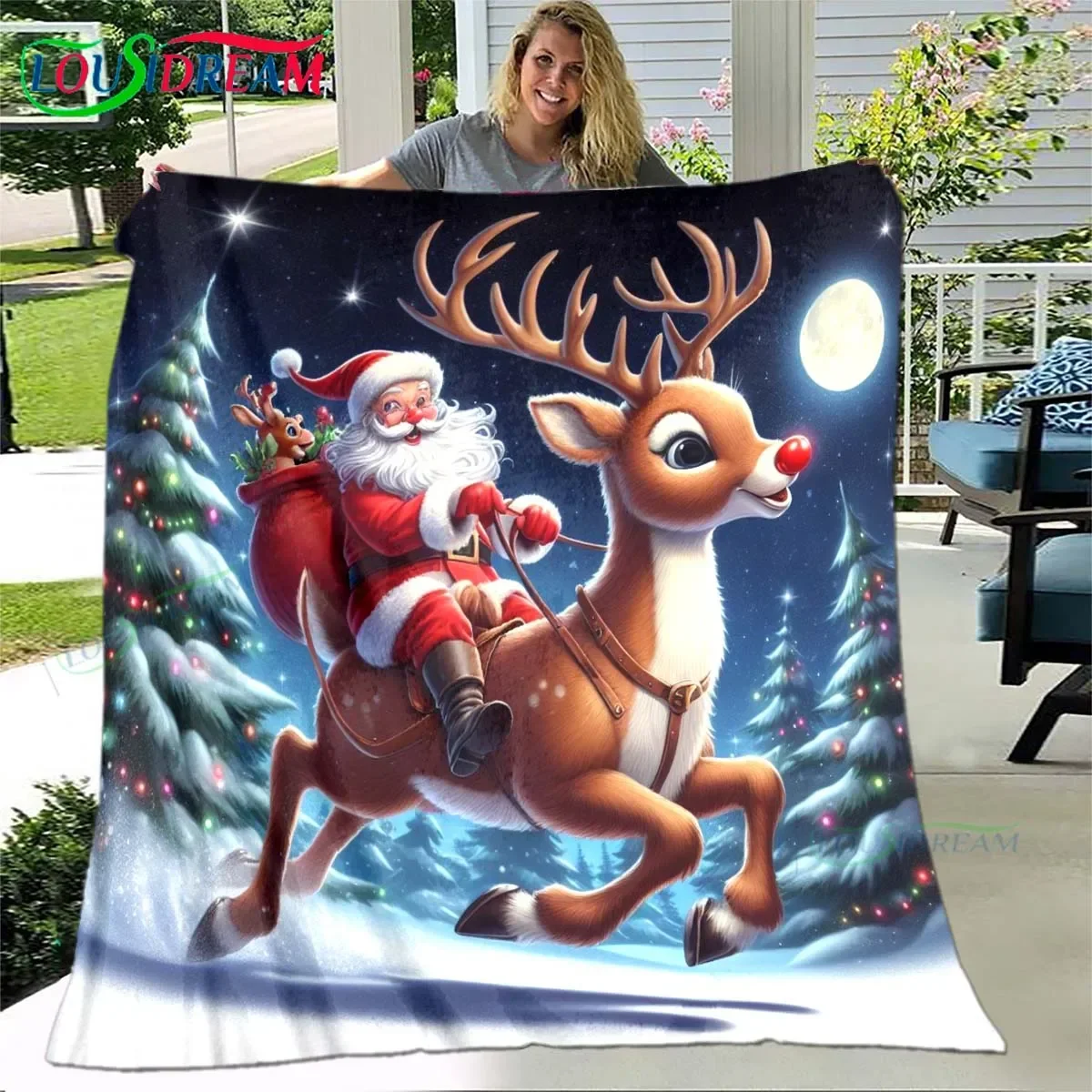 

Рождественское мягкое фланелевое одеяло с принтом Санта-Клауса, одеяло для гостиной, спальни, дивана, кровати, переносное одеяло для пикника в подарок на Новый год