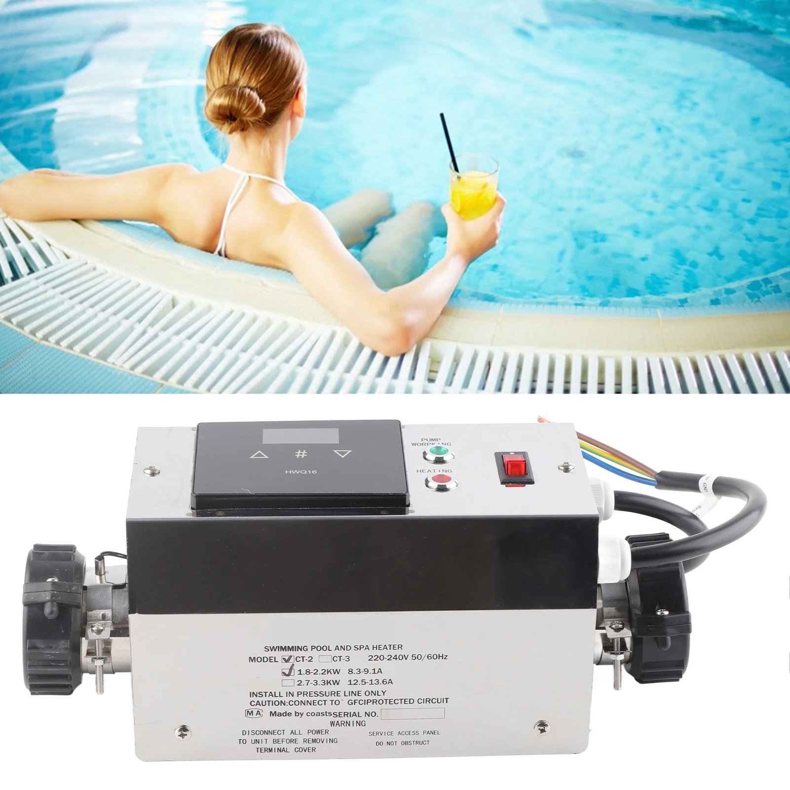 

2 кВт регулятор температуры нагревателя для ванны, цифровой термостат для небольшой спа-ванны, термостат, регулятор температуры, термостат