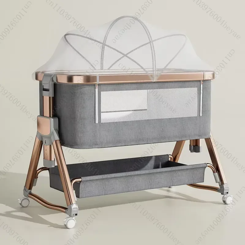 Luxury Rocking Crib with Foldable Sides  and Mobile for  Hospital