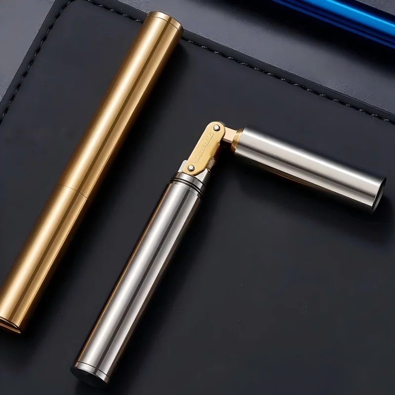 2026 New Brass  Nunchaku Lighter Windproof Mini Retro Grinding Wheel Ignition Flint Fireless Men's Smoking Toy Gift