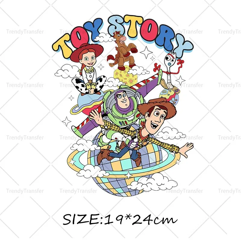 Retro Mickey Minnie Toy Story Ijzer Op Transfers Stickers Voor Kleding Thermische Stickers Diy T-Shirts