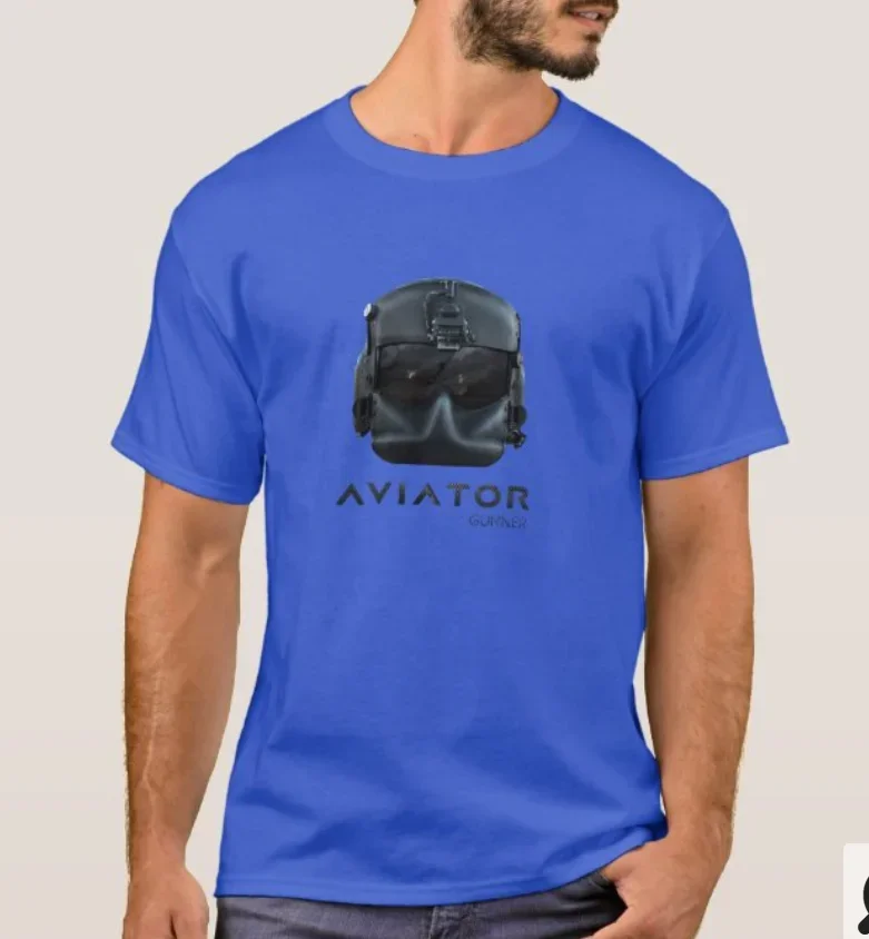 Helicopter Pilot and Gunner Helmet Aviator T-Shirt 100% Cotton O-Neck Short Sleeve Summer Casual Mens T-shirt Streetwear