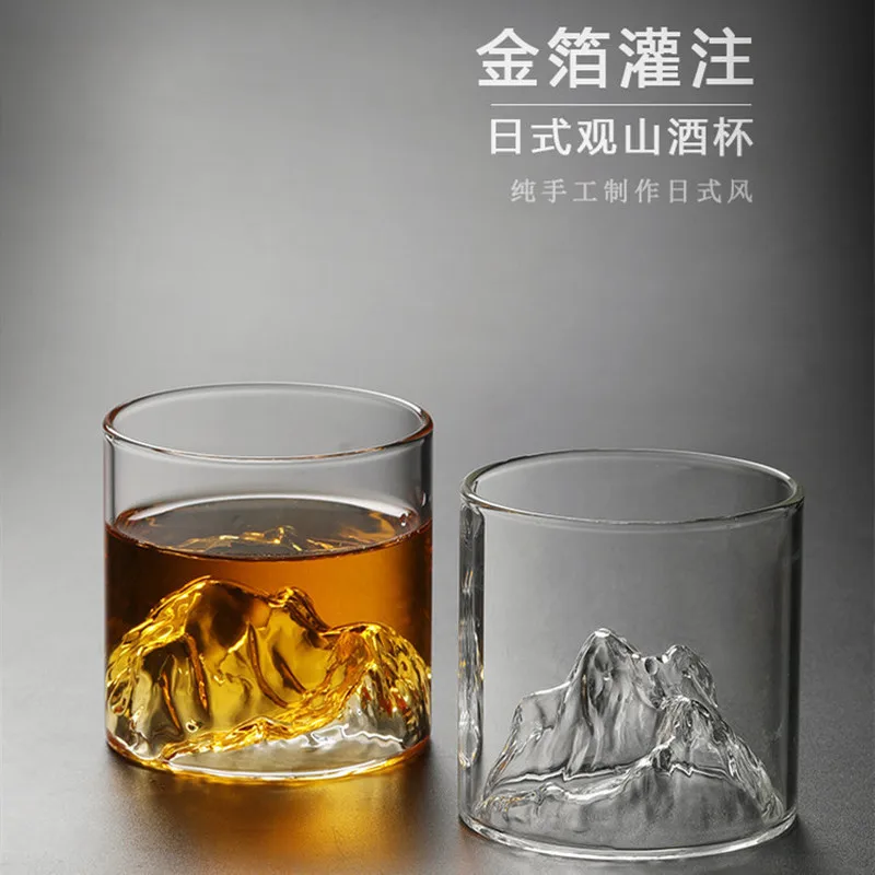 3d Mountain Water Glass Glacier Mug Chinese Style Whisky Cocktails Wine Cup Transparent Glass Coffee Cup Glass Artwork Gift