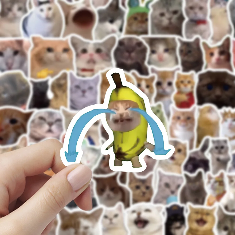 100/200pcs Cat Meme Stickers Cartoon Emoticons DIY Decoration Notebook Skateboard Desktop Luggage Waterproof Stickers