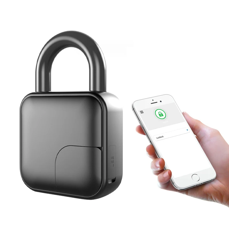 application remote control lock/unlocking door lock built-in 300mAh battery smart fingerprint pad lock smart padlock