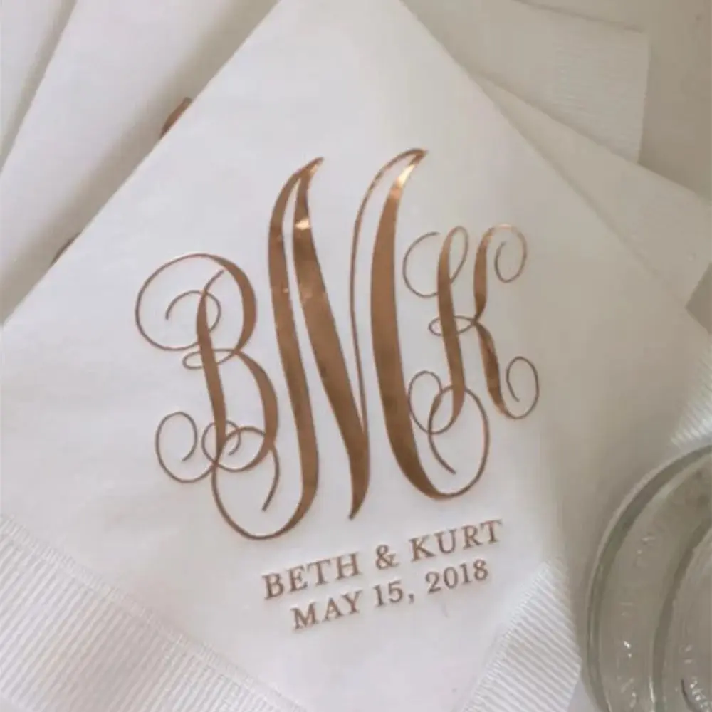 

Personalized Napkins Personalized Napkins 3 Ply Premium Quality All Sizes Available Wedding Napkins Custom Monogram Rose Gold Fo