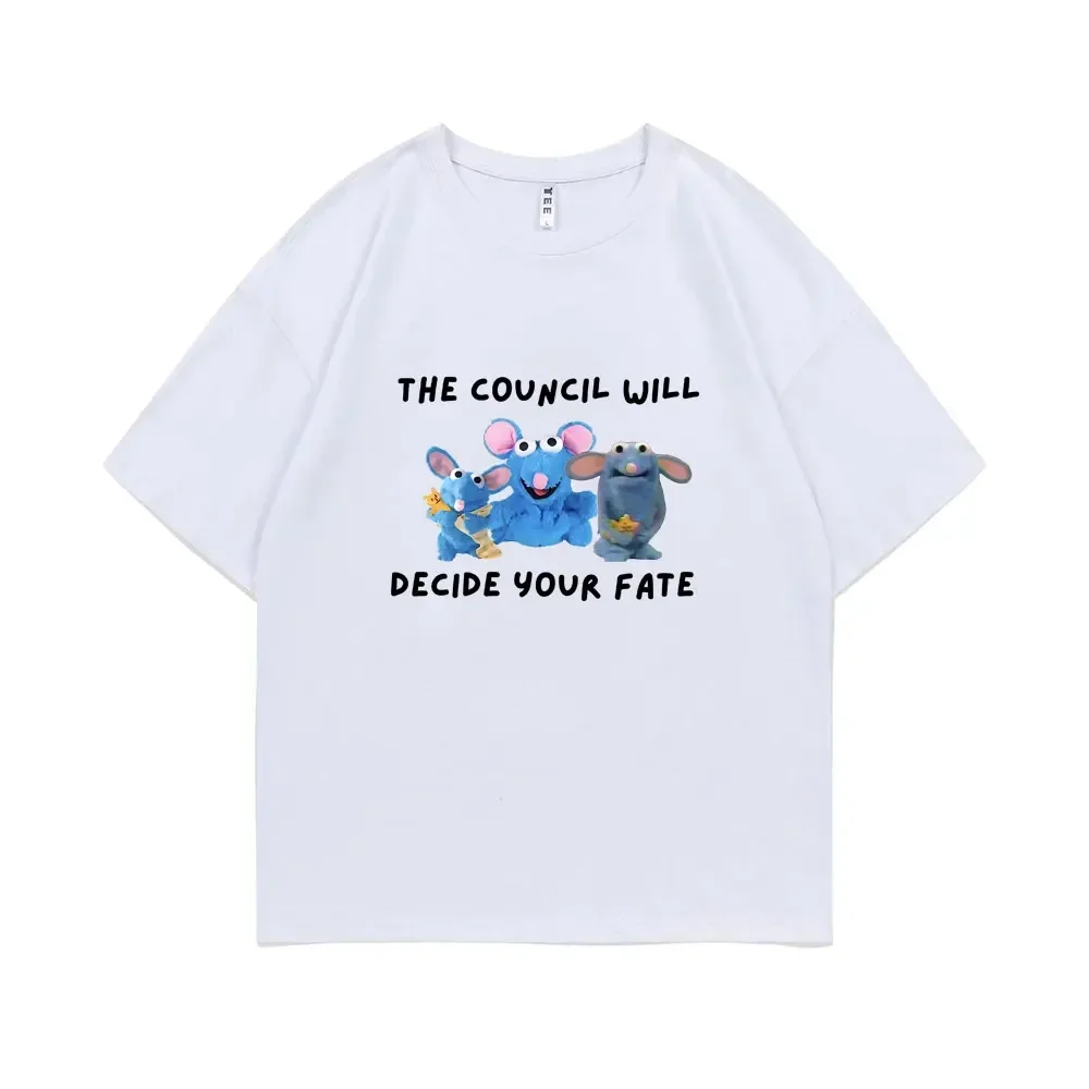 Tutter The Council Will Decide Your Fate T-shirt Funny Cute Mouse Graphic T Shirts Men Women Casual Pure Cotton Short Sleeve