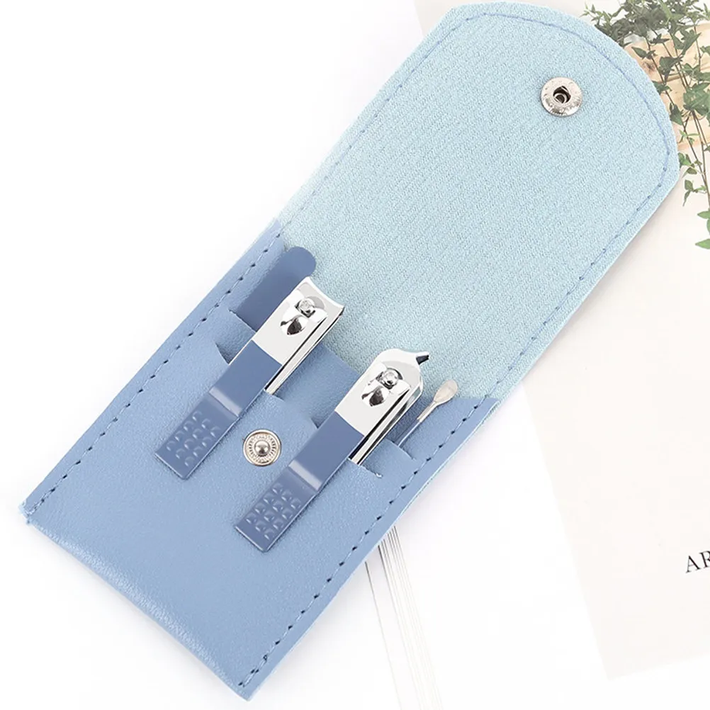 

3Set Professional Carbon Steel Manicure Kit with Portable Case Nail Clippers Nail File Ear Pick for Women Travel Home