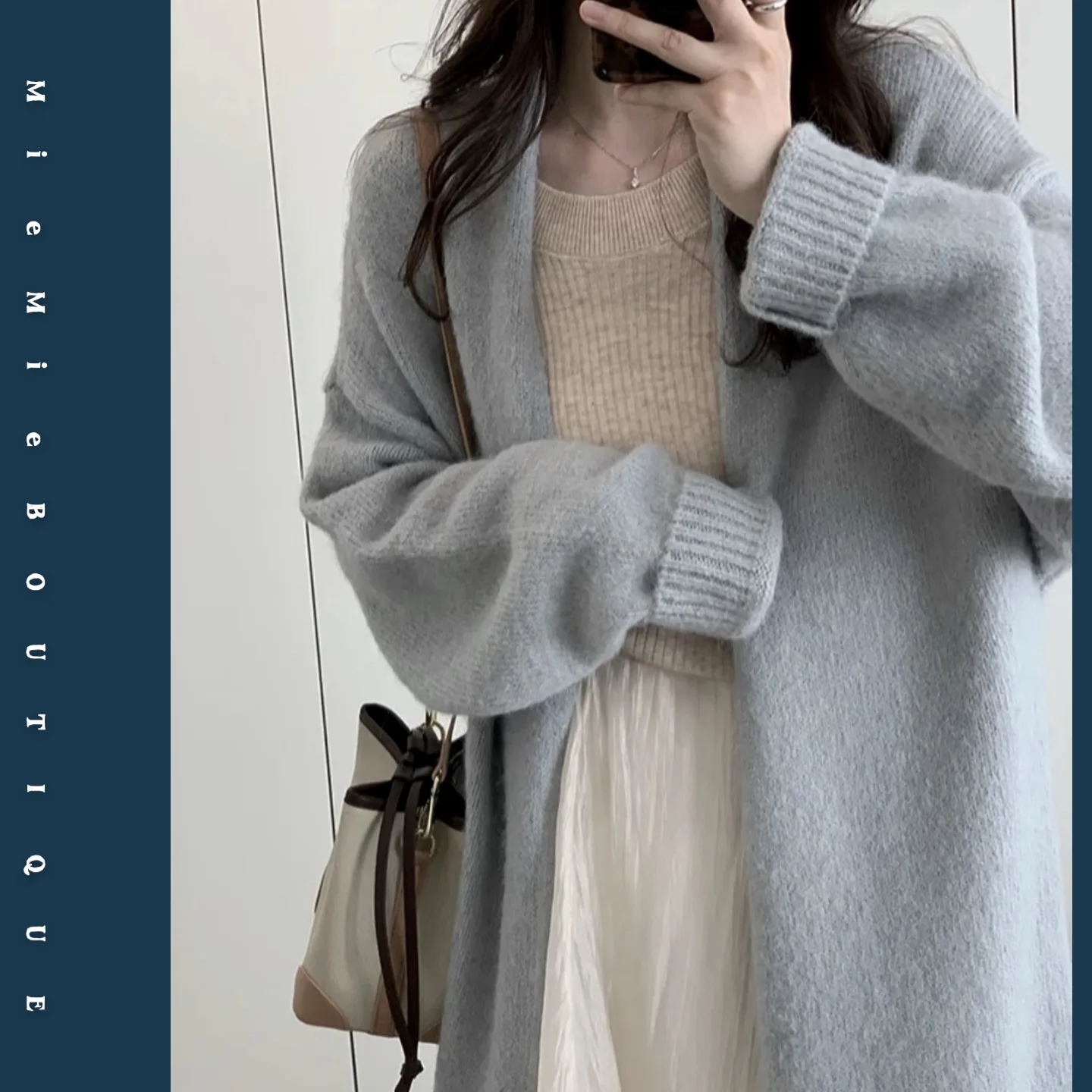 

Thiened Long Knitted Cardigan Soft Cozy Multi-color Classic Money Sle Women's Sweater Sweet Sle Straight Tube ape