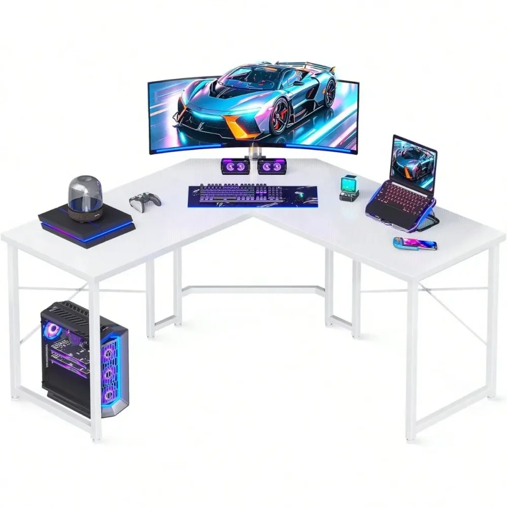 

Black L Shaped Gaming Desk 51 Inch Sturdy Computer Desk Home Office Writing Workstation