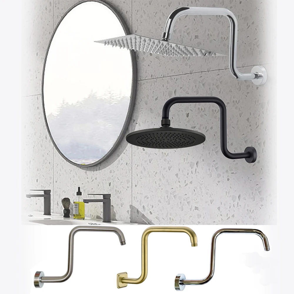 Shower Arm Bathroom Rainfall Head Elbow Accessories Wall Mounted  Bracket Pipe Bath Tube Replacement 304 Stainless Steel Metal