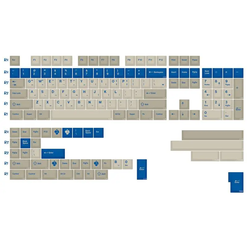 KBDiy Clone GMK Keycaps Korean GMK Blue Alert Retro Alice ISO Keycap Cherry Profile Do Klawiatur Mechanicznych 60% Magnetic Wooting — zdjęcie produktu 7