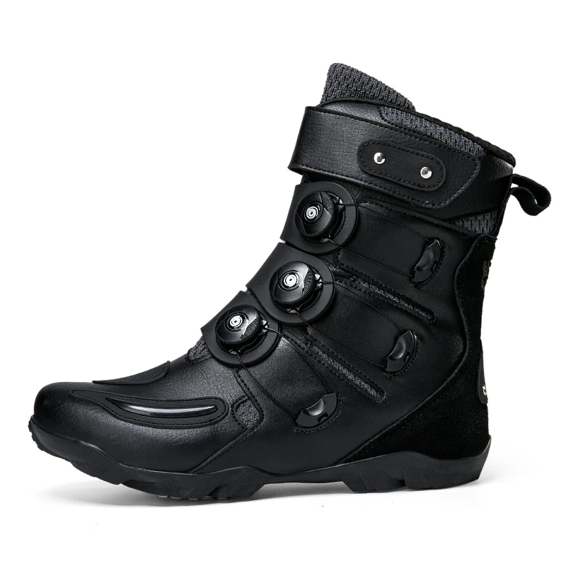 Anti-slip Black Motocross Shoes Antiskid Motorcycle Boots Wear Resistant Motorcycle Shoes Friction Force Off-road Boots 37-48