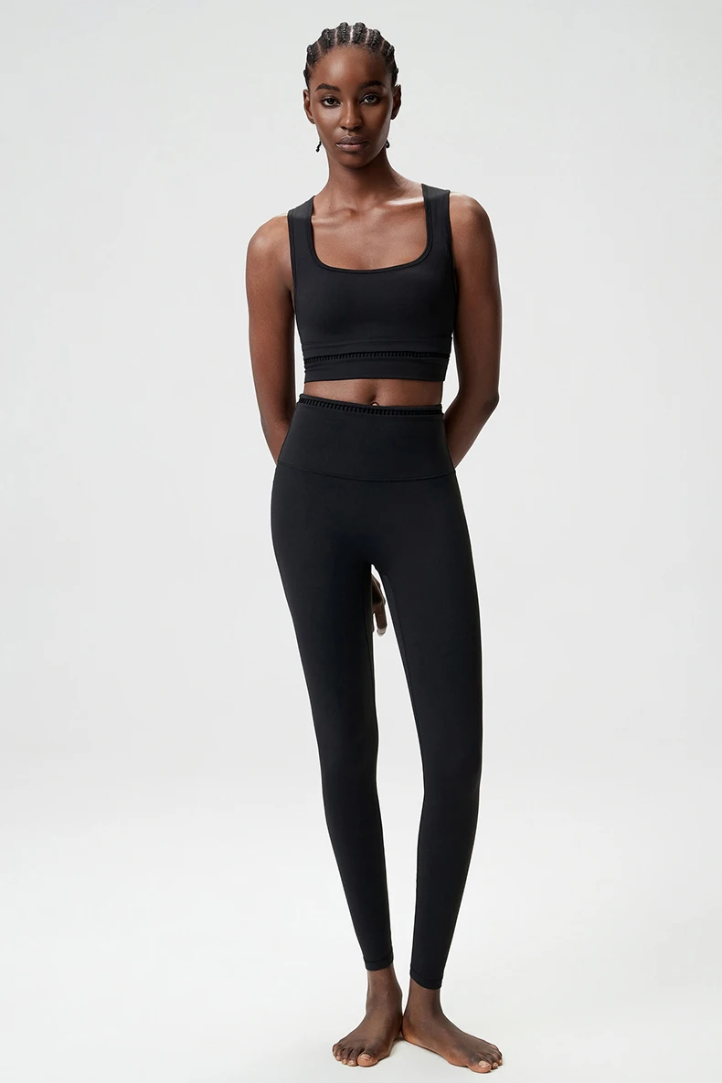 Zweiteiliges Fitness-Yoga-Set für Damen, weich, schmal geschnitten, dehnbar, atmungsaktiv, schnell trocknend, Sportbekleidung für Damen, Trainingskleidung – Detail 21
