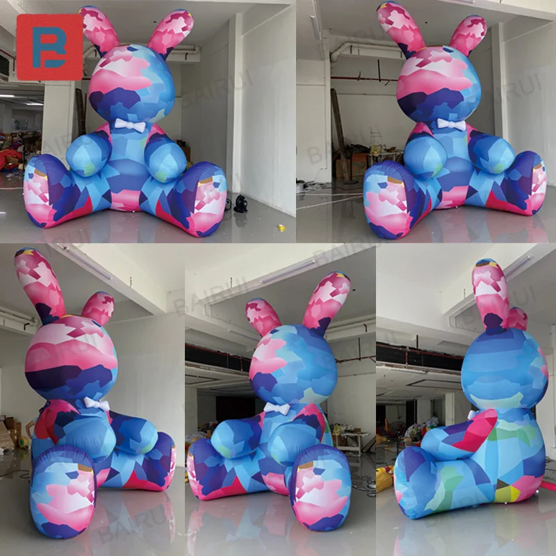 

Inflatable colorful rabbit model Diamond Bright Pink Blue Rabbit mid-autumn Festival atmosphere creative market market layout