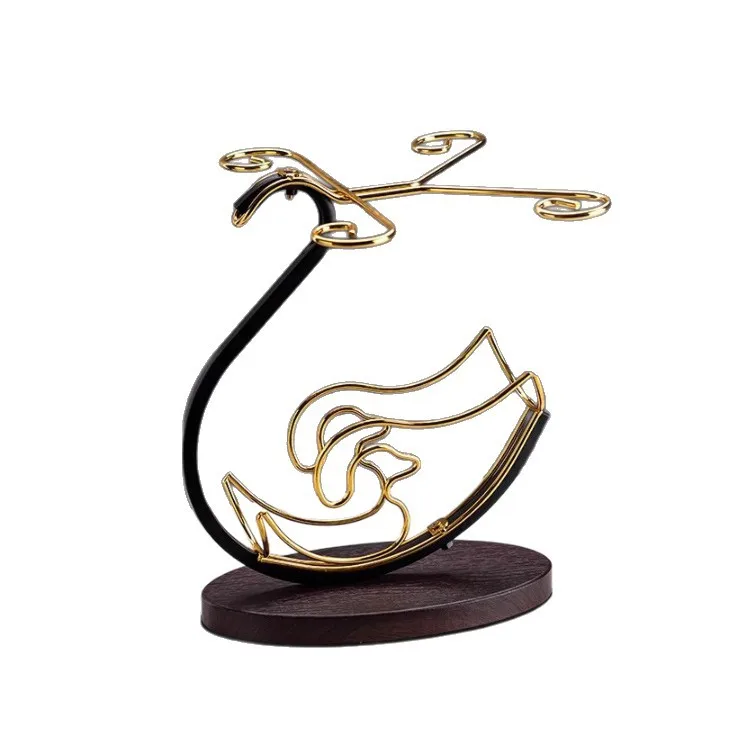 

Customizable Theme Inverted Wine Glass Rack, New Chinese Style Stemware Holder for 6 Glasses, Space Saving Wall Mount