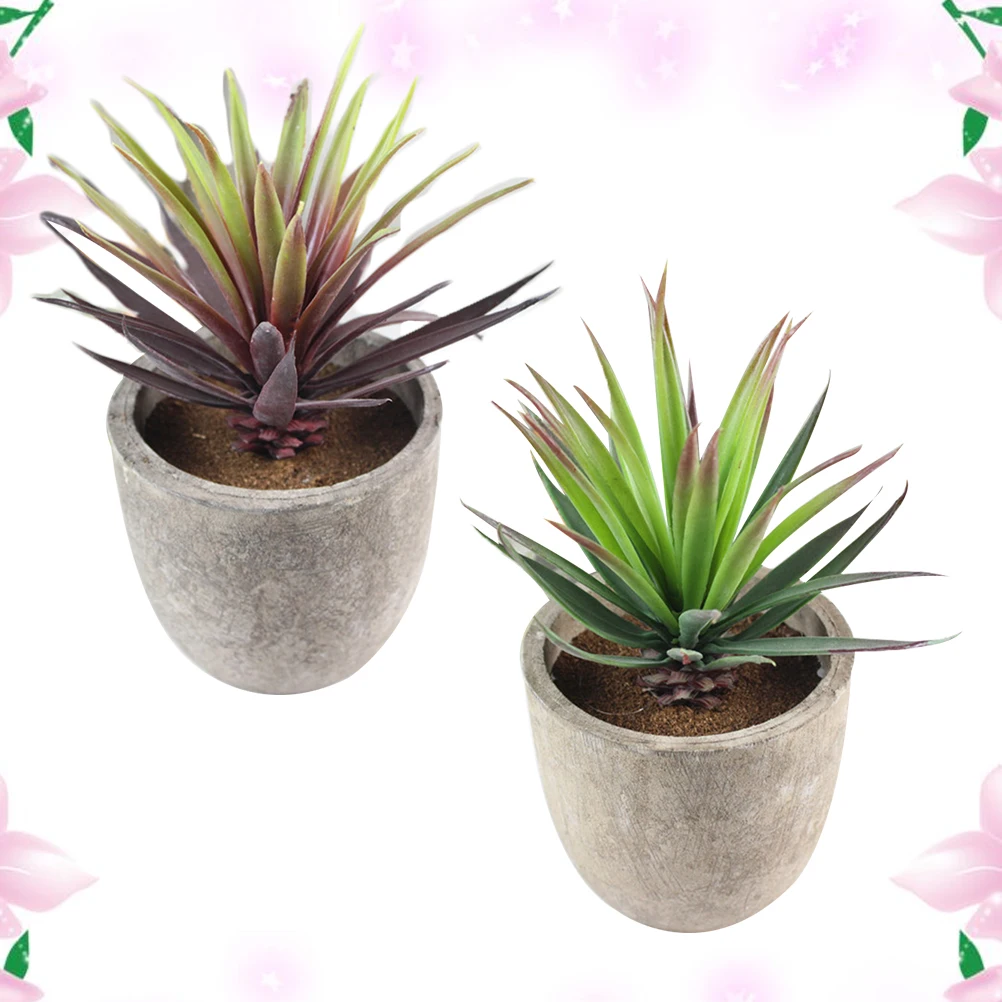 

2pcs Succulent Plants Mini Faux Decorative for Bookshelf Living Room Coffee Table Potted Artificial Plants Dining