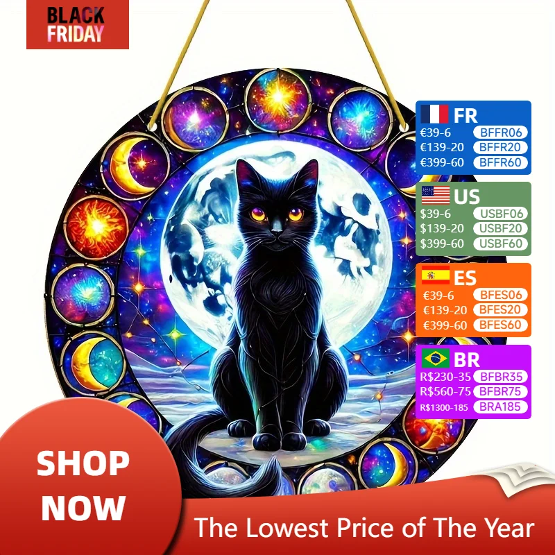 Mystery Black Cat Sun Catcher - 8 