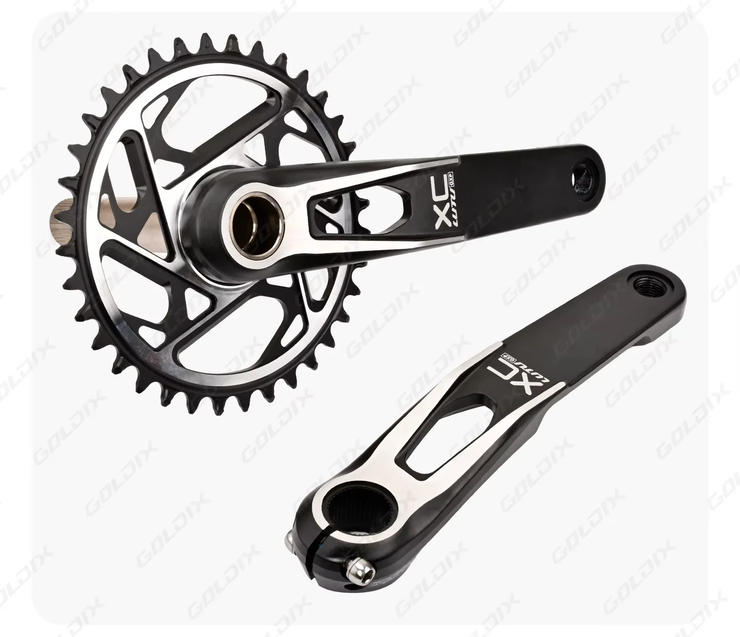 GOLDIX Mountainbike-Kurbelketten-Radsatz, fest mit 3 Schrauben, Beinlänge 170 mm/175 mm, versetzt 3 Grad, 30 Zähne, 34 Zähne, 36 Zähne, 38 Zähne – Detail 9